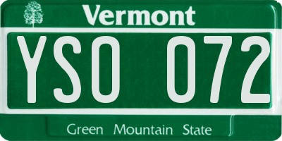 VT license plate YSO072