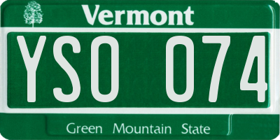 VT license plate YSO074