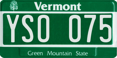 VT license plate YSO075