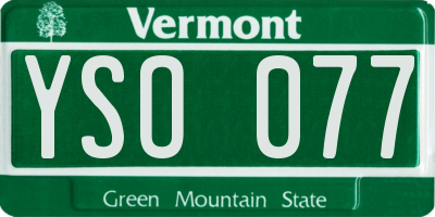 VT license plate YSO077