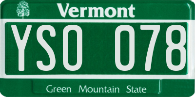 VT license plate YSO078