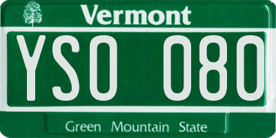 VT license plate YSO080