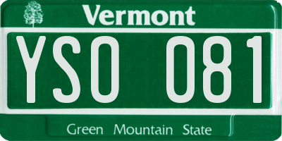 VT license plate YSO081