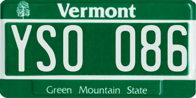 VT license plate YSO086