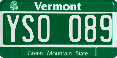 VT license plate YSO089