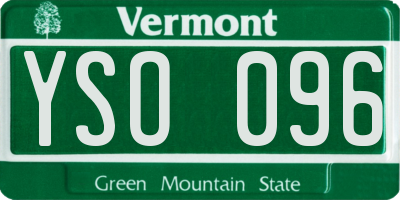 VT license plate YSO096