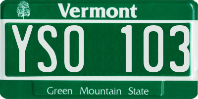 VT license plate YSO103