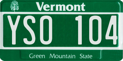 VT license plate YSO104