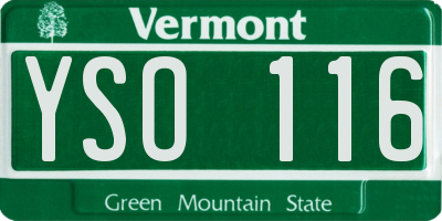 VT license plate YSO116