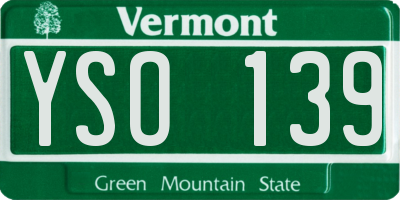 VT license plate YSO139