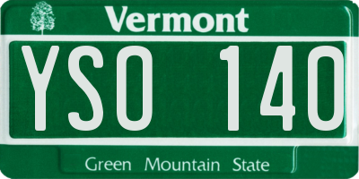 VT license plate YSO140