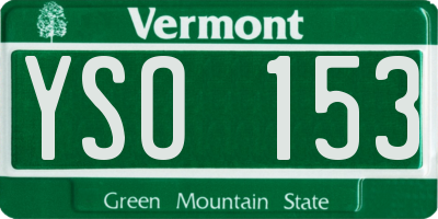 VT license plate YSO153