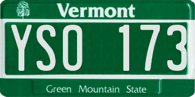 VT license plate YSO173
