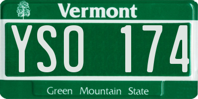 VT license plate YSO174