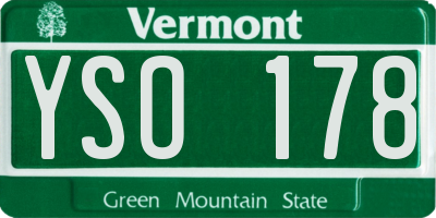 VT license plate YSO178