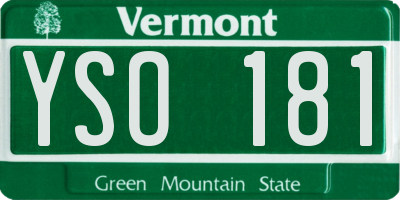 VT license plate YSO181