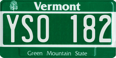 VT license plate YSO182