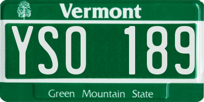 VT license plate YSO189