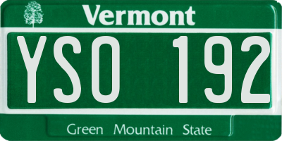 VT license plate YSO192