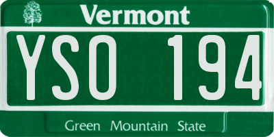 VT license plate YSO194