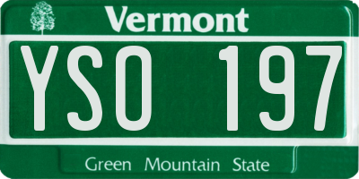 VT license plate YSO197