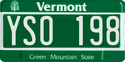 VT license plate YSO198