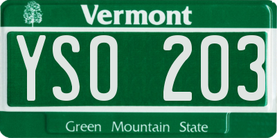 VT license plate YSO203