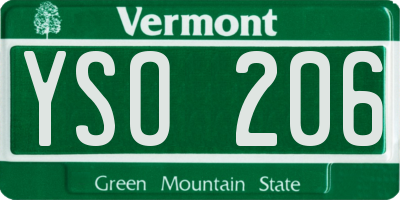 VT license plate YSO206