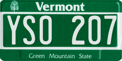 VT license plate YSO207