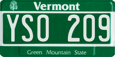 VT license plate YSO209