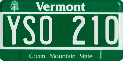 VT license plate YSO210