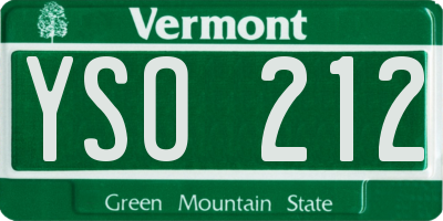 VT license plate YSO212