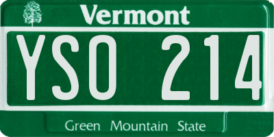 VT license plate YSO214