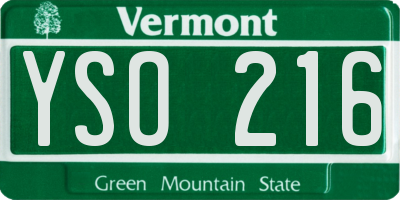 VT license plate YSO216