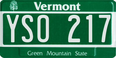 VT license plate YSO217