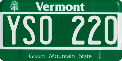VT license plate YSO220