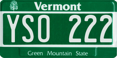 VT license plate YSO222