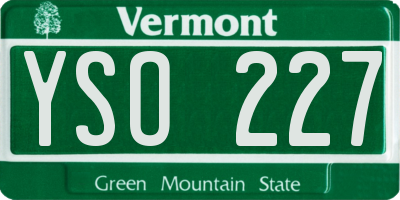 VT license plate YSO227