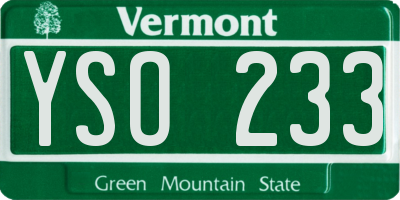 VT license plate YSO233