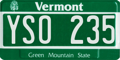 VT license plate YSO235
