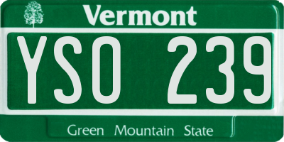 VT license plate YSO239