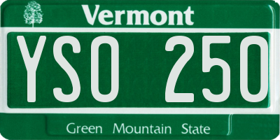 VT license plate YSO250
