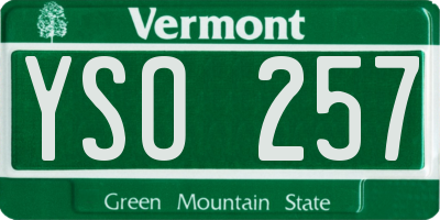 VT license plate YSO257