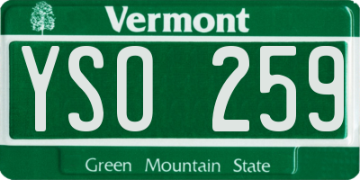 VT license plate YSO259