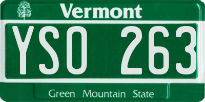 VT license plate YSO263