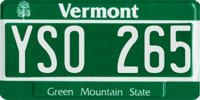VT license plate YSO265