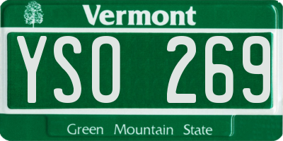 VT license plate YSO269