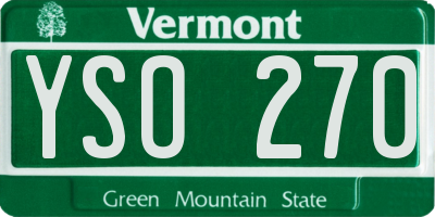 VT license plate YSO270
