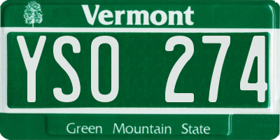 VT license plate YSO274