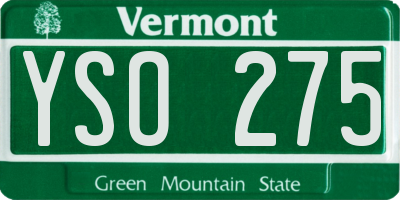 VT license plate YSO275